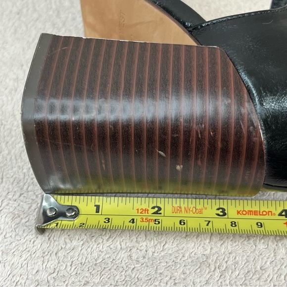 Nine West T-Strap Faux Leather Block Heels-Women’s 6-Black/Brown-Y2K-90s-Preppy - Picture 11 of 11